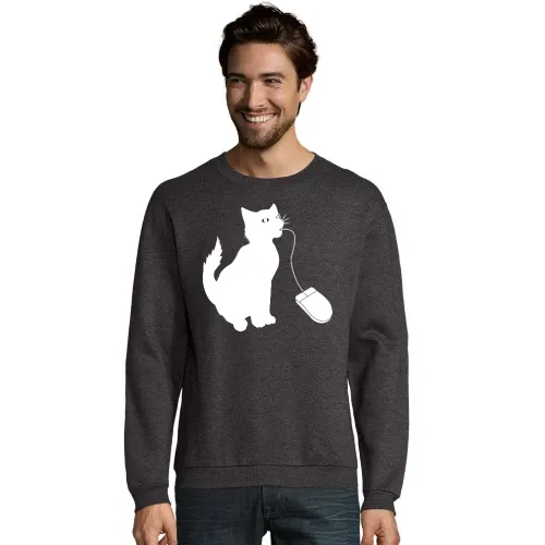 Katze isst PC Maus Männer Sweat