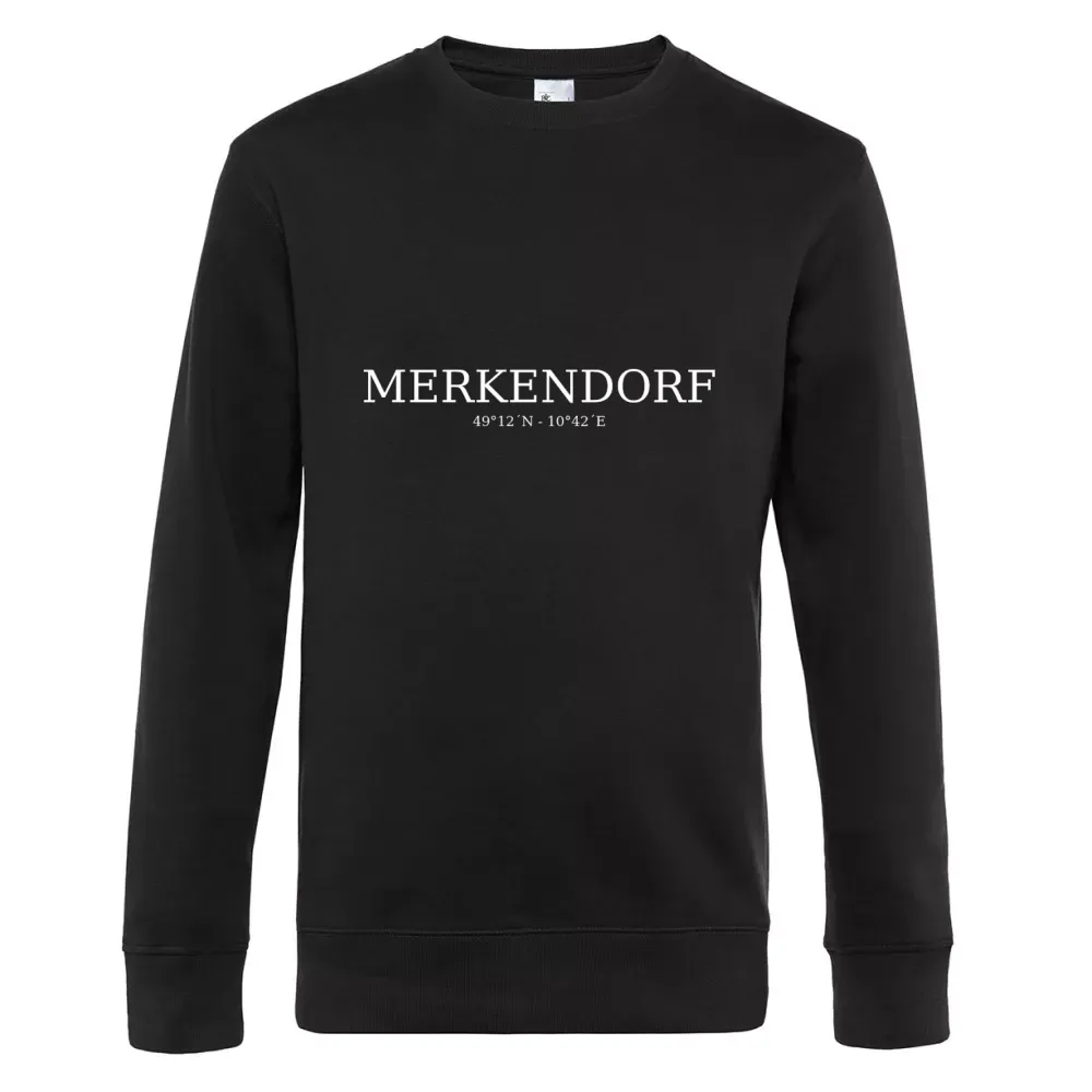  Männer Sweat mit Aufdruck 'Merkendorf Koordinaten'