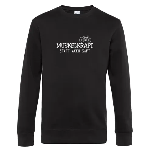 Muskelkraft statt Akku Saft Radfahrer Spruch Sweat Männer King Crew Neck