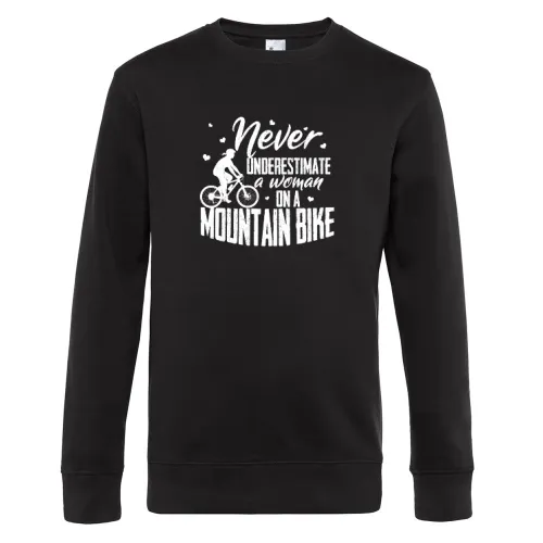 Never Underestimate A Woman On A Mountain Bike Sweat Männer King Crew Neck