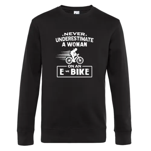 Never Underestimate A Woman On An Ebike Radfahrer Sweat Männer King Crew Neck