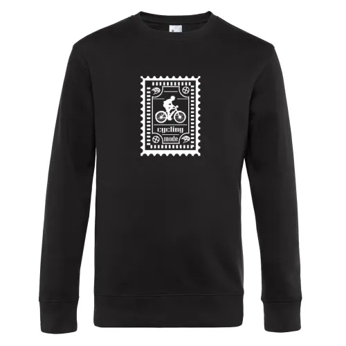 Radfahrer Briefmarke Rennrad Fahrrad Post Stempel Sweat Männer King Crew Neck