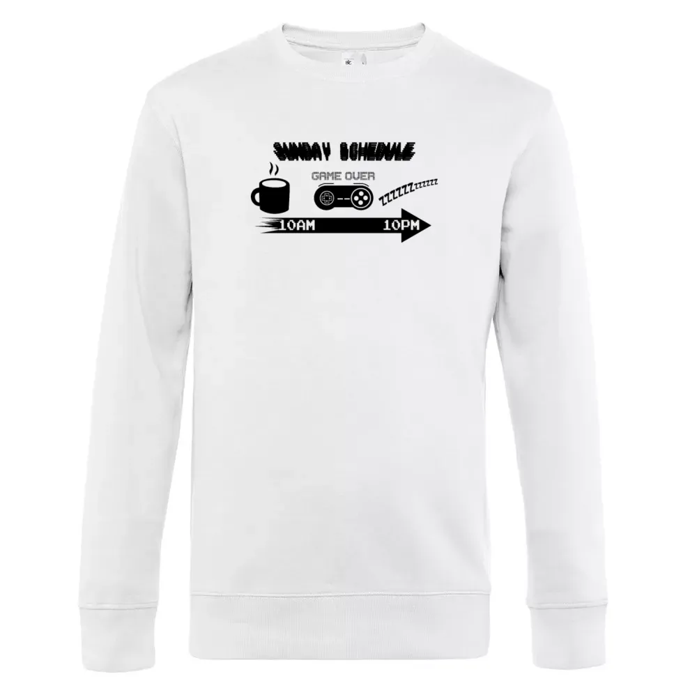  Männer Sweat mit Aufdruck 'Sonntags Zeitplan Shirt Gaming Gamer Geschenkidee'