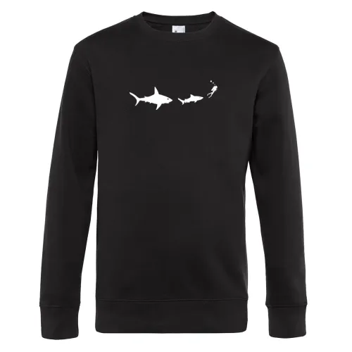 Taucher Hai Evolution Scuba Diver Megalodon Motiv Sweat Männer King Crew Neck
