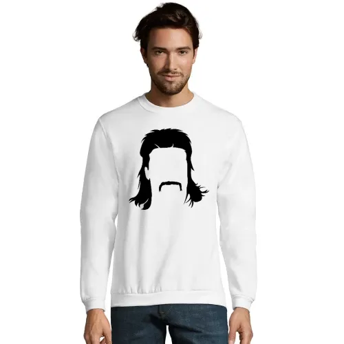Vokuhila Frisur mit Schnautzbart Männer Sweat
