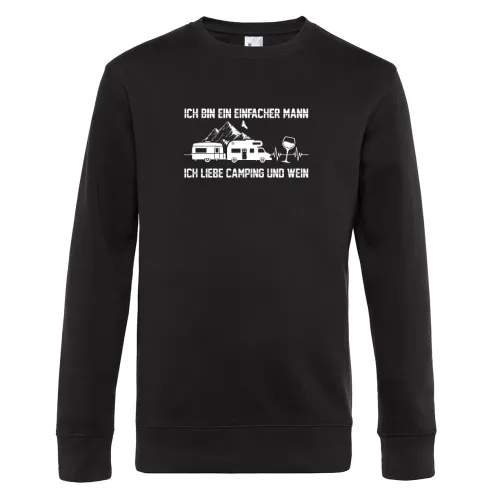 Wein Camping Herzschlag Weintrinker Weinliebhaber Sweat Männer King Crew Neck