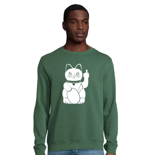 Winkekatze mit Mittelfinger Männer Sweat