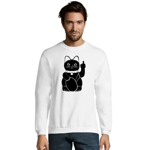 Winkekatze mit Mittelfinger Männer Sweat