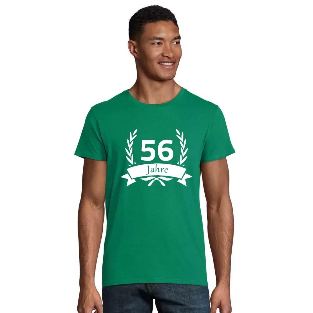 nachhaltiges Männer T-Shirt mit Aufdruck '56 Geburtstag im Lorbeerkranz'