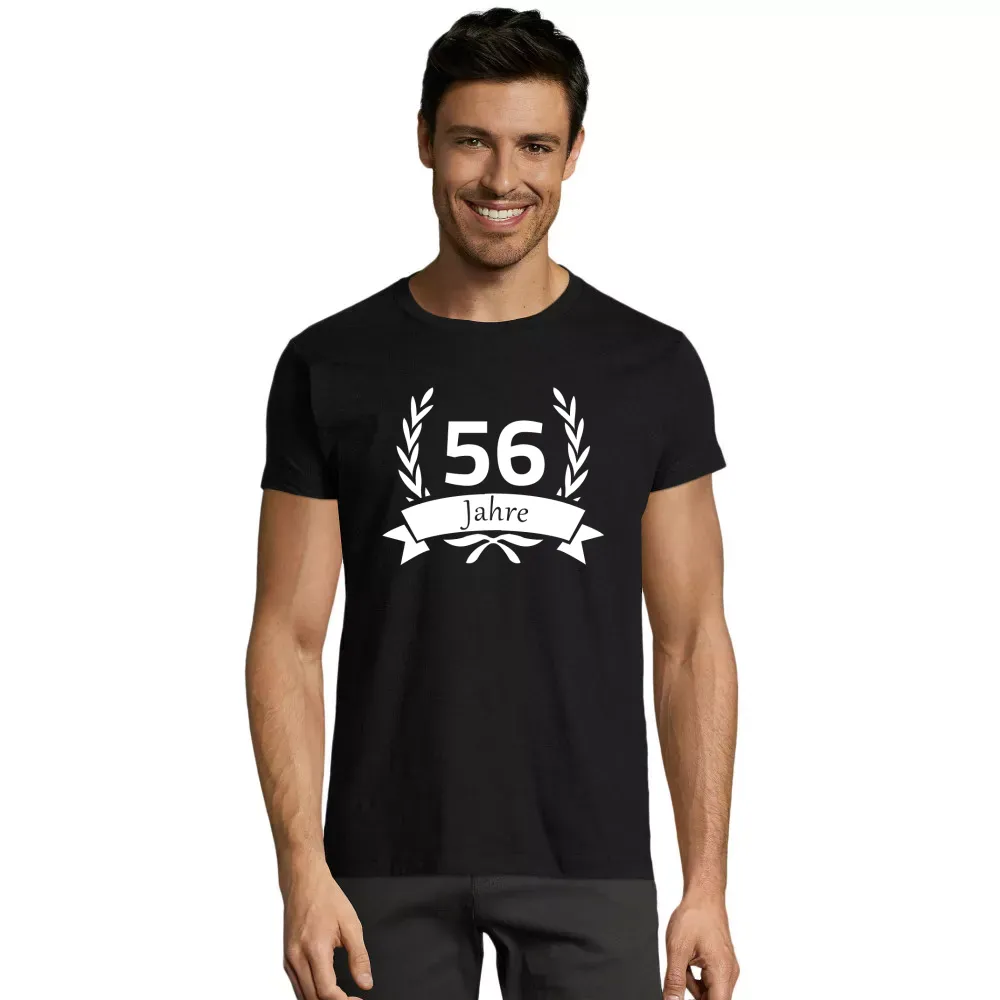 körperbetontes Männer T-Shirt mit Aufdruck '56 Geburtstag im Lorbeerkranz'