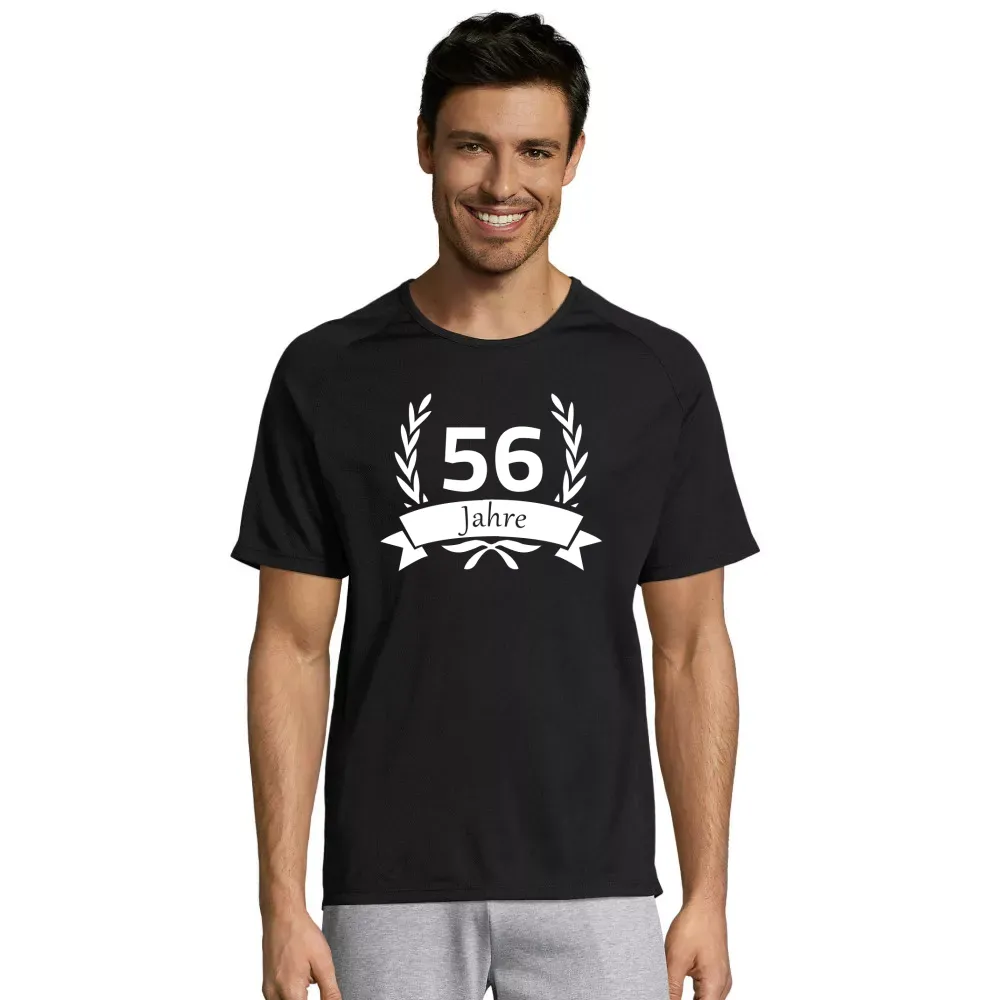 Sport Männer T-Shirt mit Aufdruck '56 Geburtstag im Lorbeerkranz'