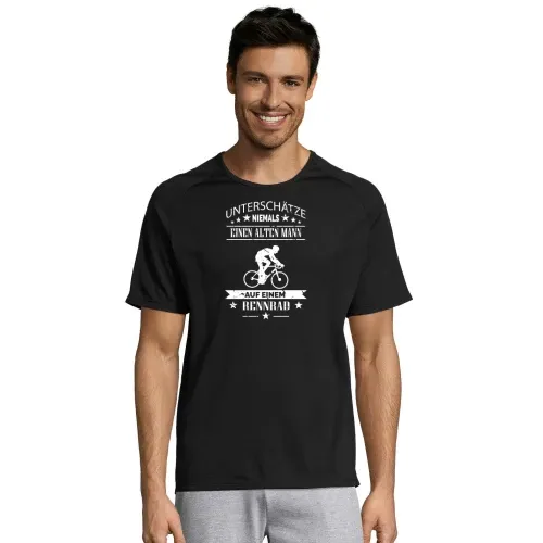 Alter Mann auf Rennrad Fahrrad Rentner Spruch Männer T-Shirt