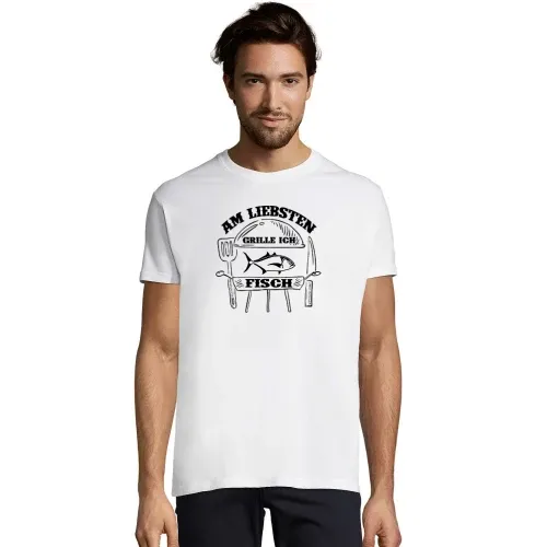 Am Liebsten Grille Ich Fisch Angler Griller Motiv Männer T-Shirt Am Liebsten Grille Ich Fisch Angler Griller Motiv T-Shirt