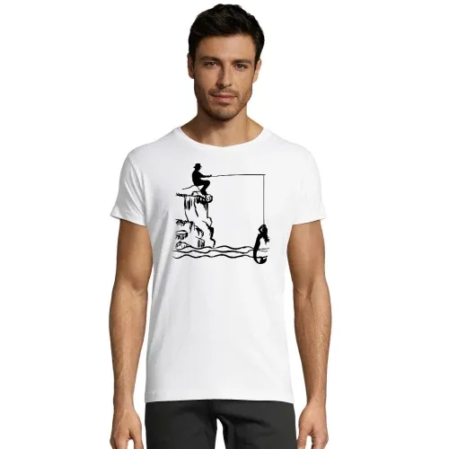 Angler mit Nixe Männer T-Shirt
