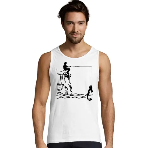 Angler mit Nixe Männer T-Shirt