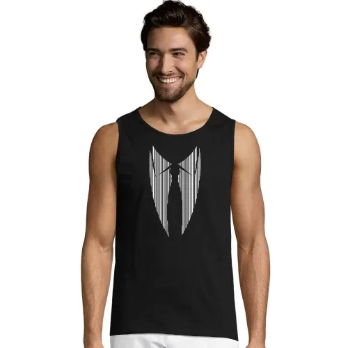 Anzug mit Krawatte in Strichcode Männer T-Shirt