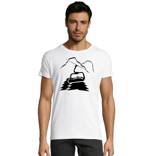 Berglandschaft mit Lift und Gipfel Männer T-Shirt