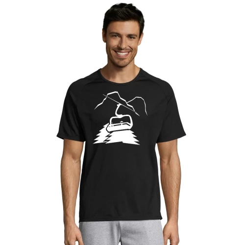 Berglandschaft mit Lift und Gipfel Männer T-Shirt