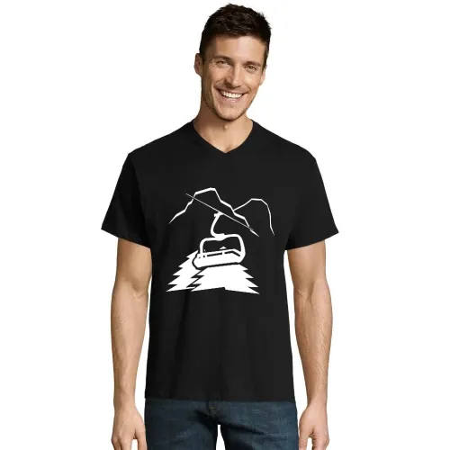 Berglandschaft mit Lift und Gipfel Männer T-Shirt