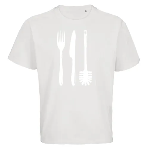 Besteck mit einer Klobürste Männer T-Shirt