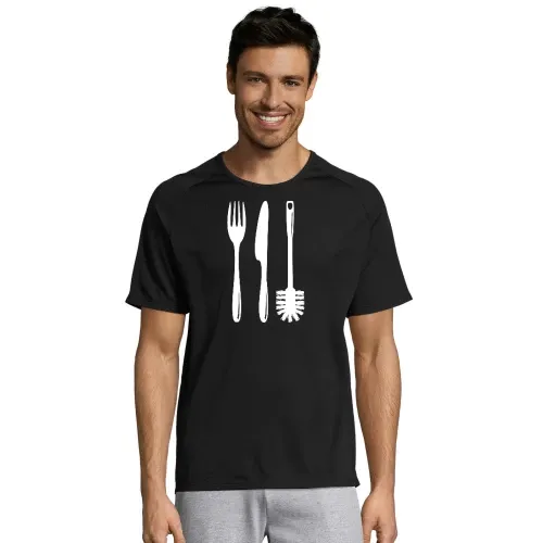 Besteck mit einer Klobürste Männer T-Shirt