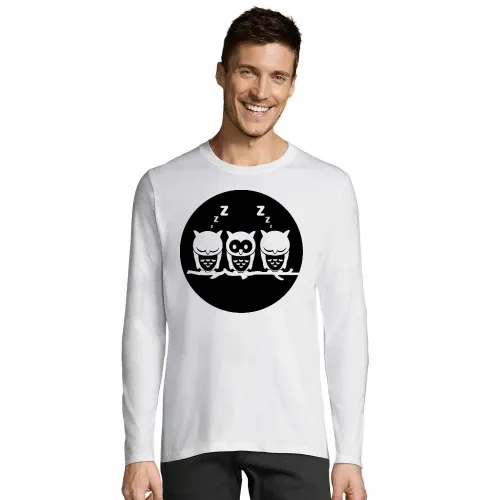 Drei Eule auf Ast vorm Vollmond Männer T-Shirt