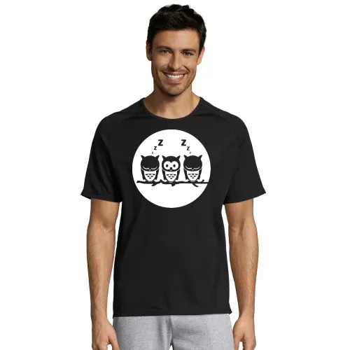 Drei Eule auf Ast vorm Vollmond Männer T-Shirt