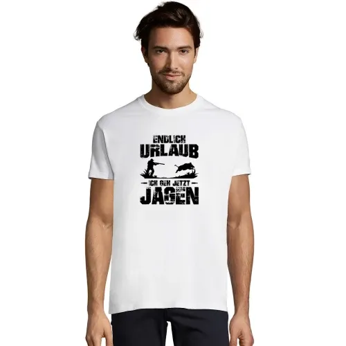 Endlich Urlaub Ich Geh Jagen Jagtsaison Jäger Männer T-Shirt Endlich Urlaub Ich Geh Jagen Jagtsaison Jäger T-Shirt