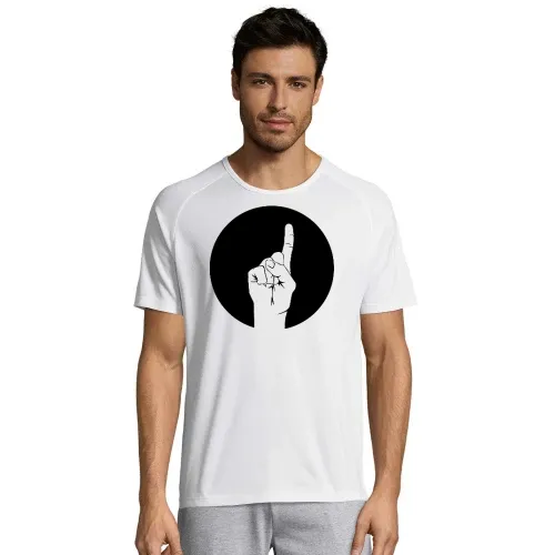 erhobener Zeigefinger im Kreis Männer T-Shirt