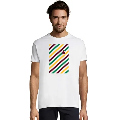 Farbspiel in diagonalen Streifen und Stern T-Shirt
