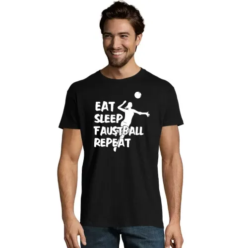 Faustballerin Eat Sleep Faustball Repeat Motiv Männer T-Shirt Faustballerin Eat Sleep Faustball Repeat Motiv T-Shirt
