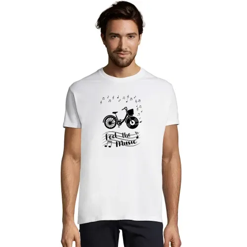 Feel The Music Fahrrad mit Vinyl Schallplatte T-Shirt Männer Imperial