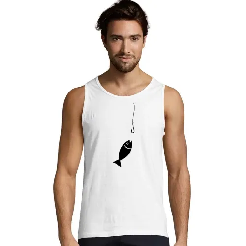 Fisch an der Angeln Männer T-Shirt
