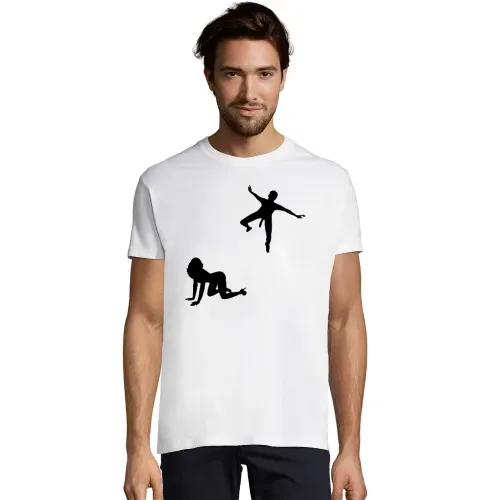 Frau wartet auf Fallschirmspringer Männer T-Shirt