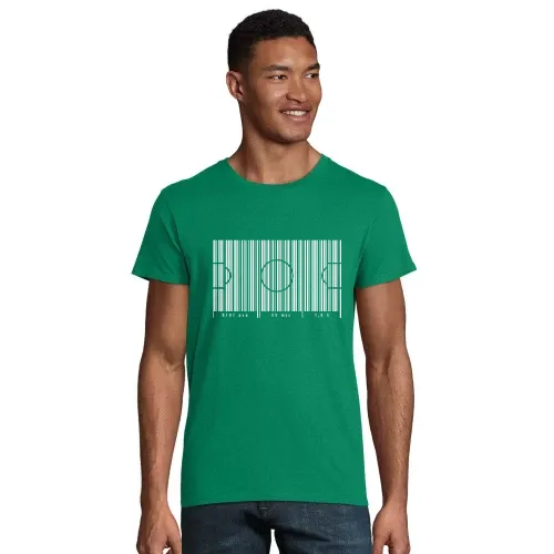 Fußballfeld als Strichcode 90 min Männer T-Shirt