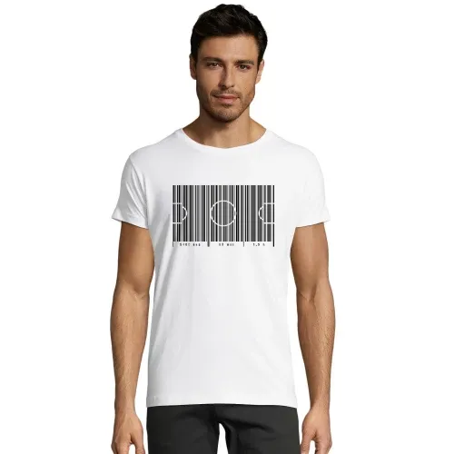 Fußballfeld als Strichcode 90 min Männer T-Shirt