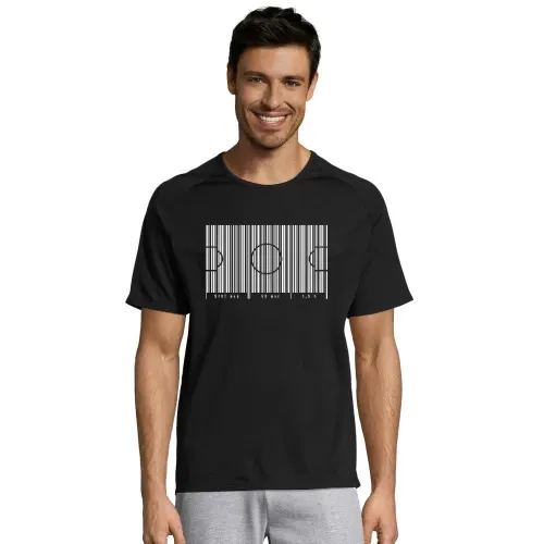 Fußballfeld als Strichcode 90 min Männer T-Shirt