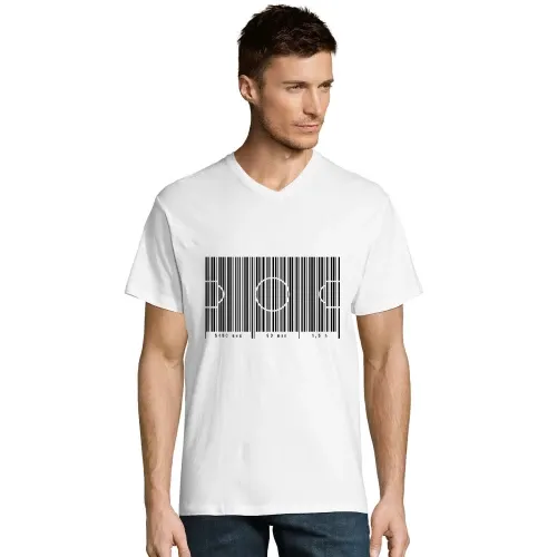 Fußballfeld als Strichcode 90 min Männer T-Shirt