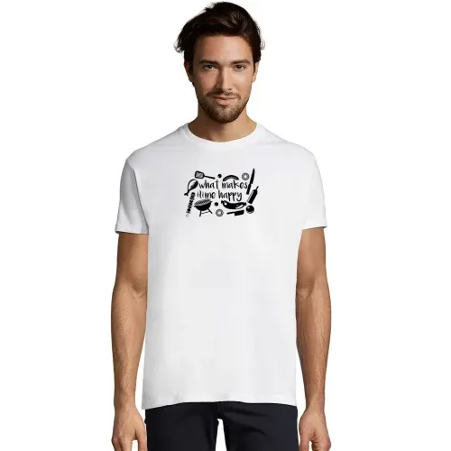 Grillmeister Grillen Griller - BBQ Makes Me Happy T-Shirt Männer Imperial