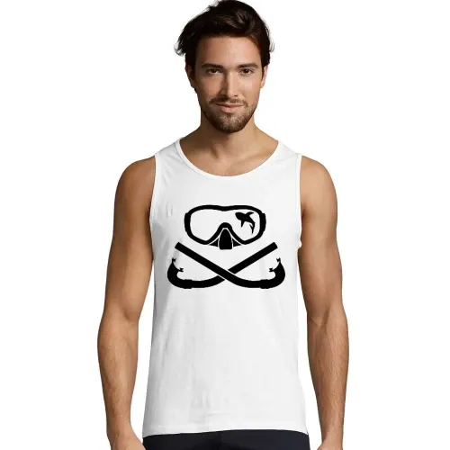 Hai in Taucherbrille mit gekreuzten Schnorchel Männer T-Shirt