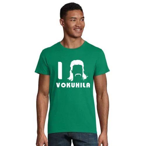 I Love Vokuhila Frisur mit Schnautzbart Männer T-Shirt