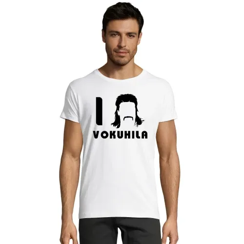 I Love Vokuhila Frisur mit Schnautzbart Männer T-Shirt