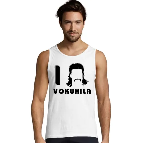 I Love Vokuhila Frisur mit Schnautzbart Männer T-Shirt