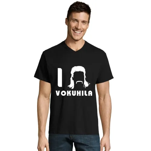 I Love Vokuhila Frisur mit Schnautzbart Männer T-Shirt