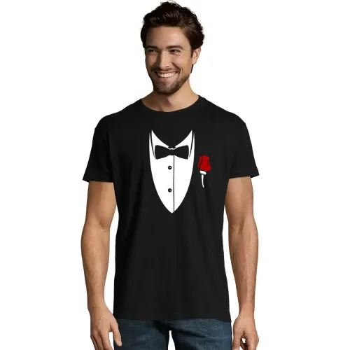 Kragen mit Fliege und Rose aus Anzug Männer T-Shirt Kragen mit Fliege und Rose aus Anzug T-Shirt