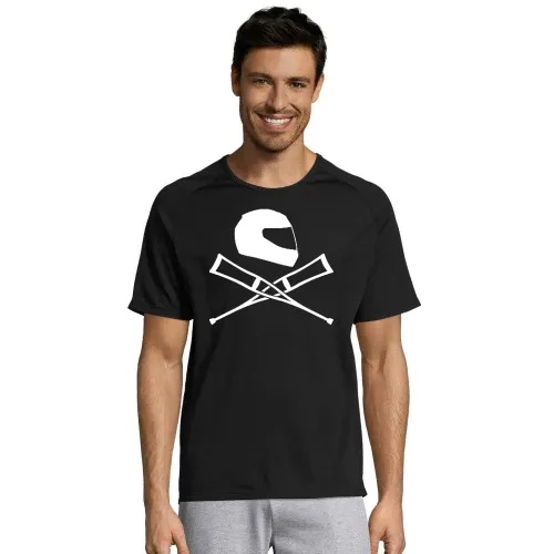 Motorradhelm mit Krücken T-Shirt Männer Sporty