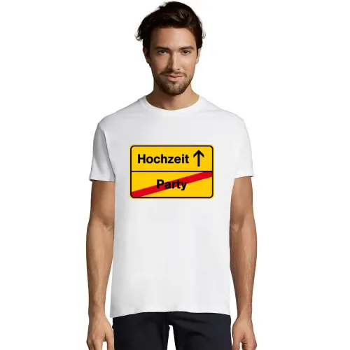 Ortsausgangsschild Hochzeit Party Männer T-Shirt Ortsausgangsschild Hochzeit Party T-Shirt