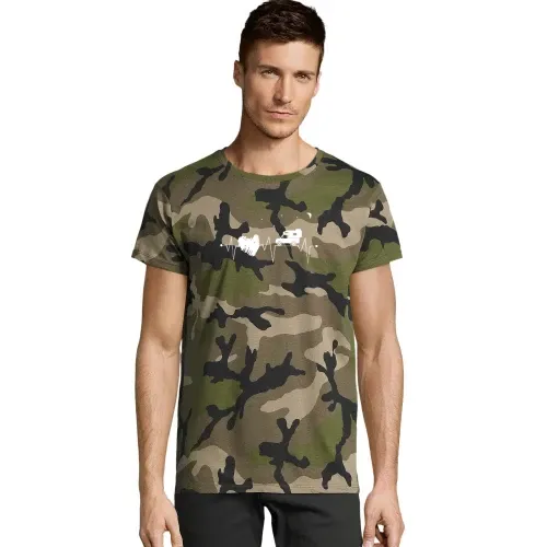 Pickup Camping Herzschlag mit Herz bei Nacht Männer T-Shirt