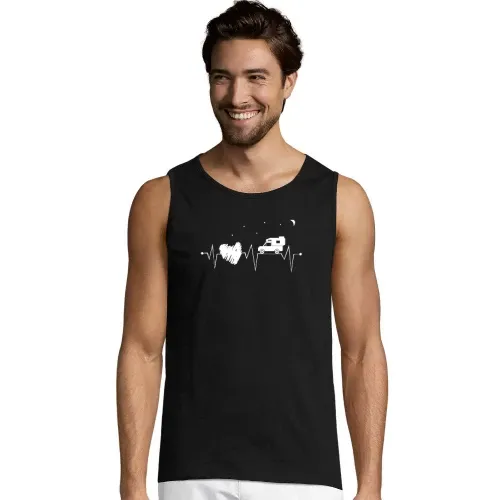 Pickup Camping Herzschlag mit Herz bei Nacht Männer T-Shirt