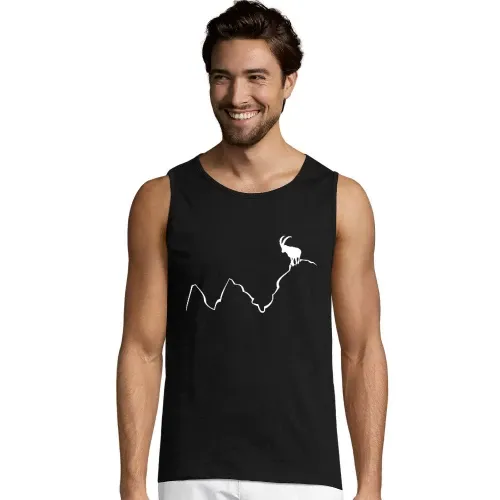Steinbock auf Bergspitze Männer T-Shirt